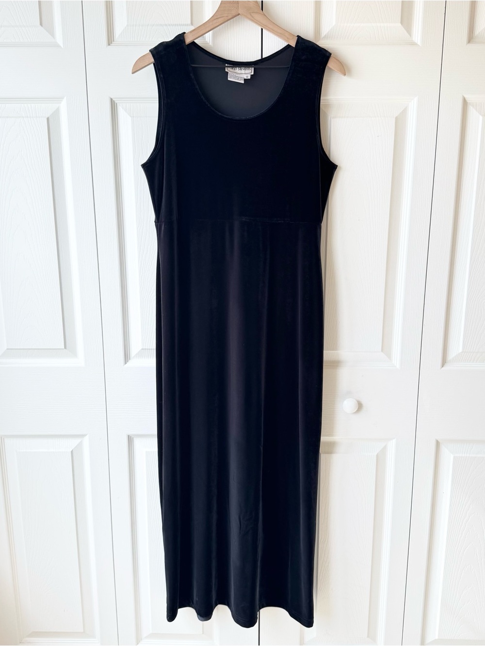 Vintage Black Velvet Overall Maxi Jumper Dress Size 12 90s Grunge Witchy